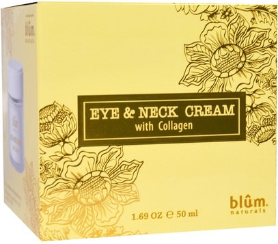 الجمال، كريمات العين، العناية بالوجه، الكريمات المستحضرات، الأمصال Blum Naturals, Eye & Neck Cream with Collagen, 1.69 oz (50 ml)