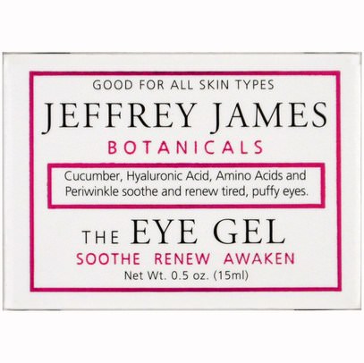 الجمال، كريمات العين، العناية بالوجه، نوع البشرة مكافحة الشيخوخة الجلد Jeffrey James Botanicals, The Eye Gel, Soothe Renew Awaken, 0.5 oz (15 ml)