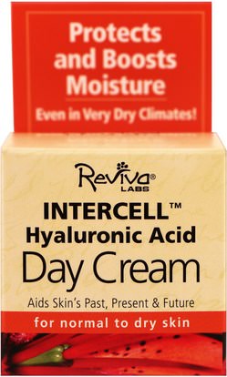 الجمال، العناية بالوجه، الكريمات المستحضرات، الأمصال، الصحة، الجلد، الكريمات اليوم Reviva Labs, InterCell, Hyaluronic Acid Day Cream, 1.5 oz. (42 g)
