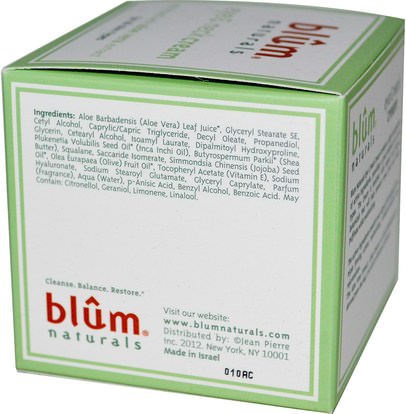 الجمال، العناية بالوجه، الكريمات المستحضرات، الأمصال، كريمات التجاعيد، الجلد Blum Naturals, Eye & Neck Cream, 1.69 oz (50 ml)