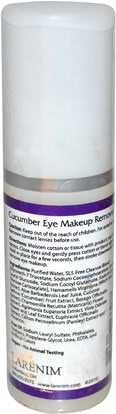 الجمال، العناية بالوجه، المنظفات الوجه، حمام، ماكيوب Larenim, Cucumber Eye Makeup Remover, Chamomile Violet, 2 fl oz (60 ml)