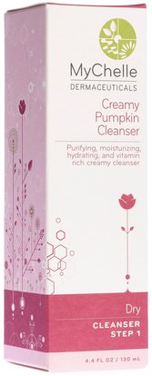 الجمال، العناية بالوجه، منظفات الوجه MyChelle Dermaceuticals, Creamy Pumpkin Cleanser, Dry, Step 1, 4.4 fl oz (130 ml)
