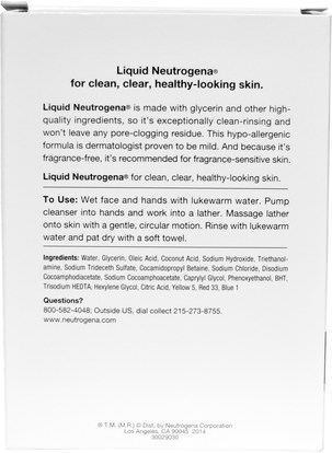 الجمال، العناية بالوجه، منظفات الوجه Neutrogena, Liquid Neutrogena, Facial Cleansing Formula, 8 fl oz (236 ml)