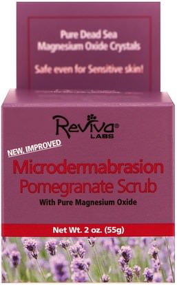 الجمال، العناية بالوجه، منظفات الوجه، نوع البشرة مكافحة الشيخوخة الجلد Reviva Labs, Microdermabrasion Pomegranate Scrub, 2 oz (55 g)