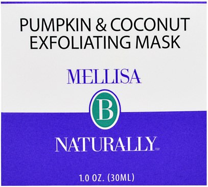 الجمال، العناية بالوجه، إكسفولياتورس الوجه Mellisa B. Naturally, Pumpkin & Coconut Exfoliating Mask, 1 oz (30 ml)