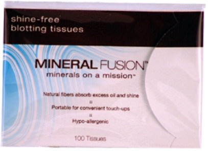 الجمال، العناية بالوجه، مناديل الوجه Mineral Fusion, Mineral Fusion, Shine-free, Blotting Tissues, 100 Tissues