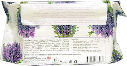 الجمال، العناية بالوجه، مناديل الوجه Petal Fresh, Calming Facial Wipes, Lavender & Rosemary, 60 Wipes
