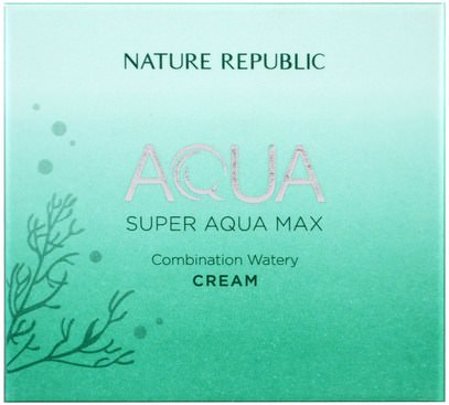 الجمال، العناية بالوجه Nature Republic, Aqua, Super Aqua Max, Combination Watery Cream, 2.70 fl oz (80 ml)