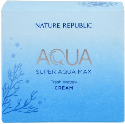 الجمال، العناية بالوجه Nature Republic, Aqua, Super Aqua Max, Fresh Watery Cream, 2.70 fl oz (80 ml)