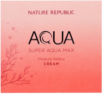الجمال، العناية بالوجه Nature Republic, Aqua, Super Aqua Max, Moisture Watery Cream, 2.70 fl oz (80 ml)