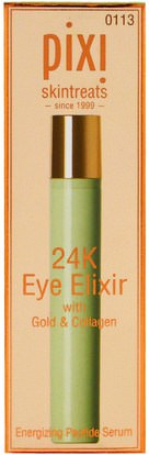 الجمال، العناية بالوجه Pixi Beauty, 24K Eye Elixir with Gold & Collagen, Energizing Peptide Serum.31 fl oz (9.3 ml)