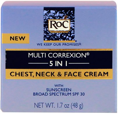 الجمال، العناية بالوجه RoC, Multi Correxion 5 in 1, Chest, Neck & Face Cream, 1.7 oz (48 g)