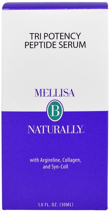 الجمال، العناية بالوجه، مصل الجلد Mellisa B. Naturally, Tri Potency Peptide Serum, 1.0 fl oz (30 ml)