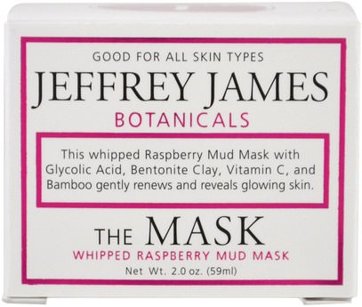 الجمال، العناية بالوجه، نوع البشرة مكافحة الشيخوخة الجلد، أقنعة الوجه، أقنعة الطين Jeffrey James Botanicals, The Mask, Whipped Raspberry Mud Mask, 2.0 oz (59 ml)