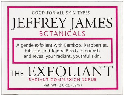 الجمال، العناية بالوجه، نوع الجلد الطبيعي لتجف الجلد Jeffrey James Botanicals, The Exfoliant Radiant Complex Scrub, 2.0 oz (59 ml)