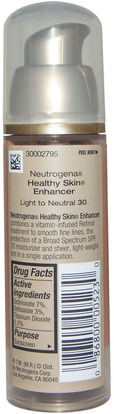 الجمال، العناية بالوجه، سف العناية بالوجه Neutrogena, Healthy Skin Enhancer, Broad Spectrum SPF 20, Light to Neutral 30, 1.0 fl oz (30 ml)