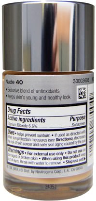 الجمال، العناية بالوجه، سف العناية بالوجه Neutrogena, Healthy Skin Liquid Makeup, SPF 20, Nude 40, 1 fl oz (30 ml)