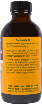 الجمال، العناية بالوجه، شمس حماية الشمس، كاليندولا Herb Pharm, Organic Calendula Oil, 4 fl oz (120 ml)