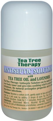 الجمال، أحبار الوجه، الجلد، شجرة الشاي، منتجات شجرة الشاي Tea Tree Therapy, Antiseptic Solution, With Tea Tree Oil and Lavender, 4 fl oz (118 ml)