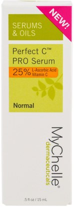 الجمال، حمض الهيالورونيك الجلد، العناية بالوجه، اشراق العناية الوجه MyChelle Dermaceuticals, Perfect C Pro Serum, Normal,.5 fl oz (15 ml)