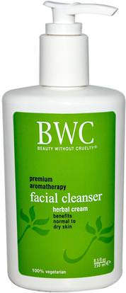 Beauty Without Cruelty, Facial Cleanser, Herbal Cream, 8.5 fl oz (250 ml) ,الجمال، العناية بالوجه، نوع الجلد الطبيعي لتجف الجلد