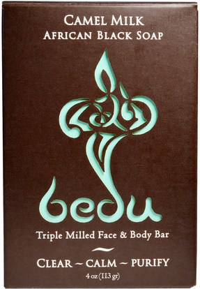 One with Nature, Triple Milled Face & Body Bar, Camel Milk African Black Soap, 4 oz (113 g) ,حمام، الجمال، الصابون، العناية بالوجه، منظفات الوجه