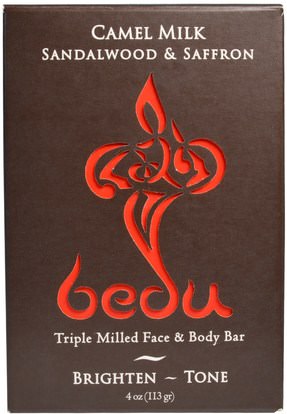 One with Nature, Triple Milled Face & Body Bar, Camel Milk Sandalwood & Saffron, 4 oz (113 g) ,حمام، الجمال، الصابون
