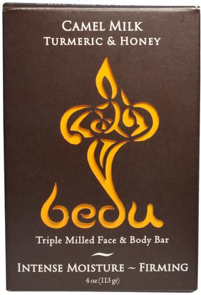 One with Nature, Triple Milled Face & Body Bar, Camel Milk Turmeric & Honey, 4 oz (113 g) ,المكملات الغذائية، مضادات الأكسدة، الكركمين، حمام، الجمال، الصابون