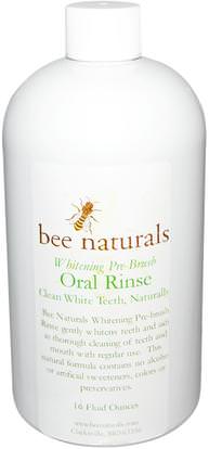 Bee Naturals, Whitening Pre-Brush, Oral Rinse, 16 fl oz ,حمام، الجمال، العناية بالأسنان عن طريق الفم، الأصلي النحل الطبيعية، تبييض الأسنان