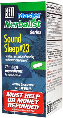 Bell Lifestyle, Master Herbalist Series, Sound Sleep #23, 60 Capsules ,الصحة، دعم النوم، جرس نمط الحياة الرجال، الشخير الإيدز