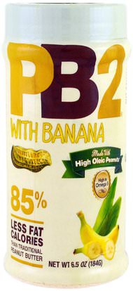 Bell Plantation, PB2, Powdered Peanut Butter with Banana, 6.5 oz (184 g) ,الطعام، زبدة الفول السوداني، جرس مزرعة pb2 مسحوق زبدة الفول السوداني