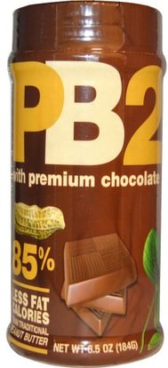 Bell Plantation, PB2, Powdered Peanut Butter with Premium Chocolate, 6.5 oz (184 g) ,جرس مزرعة الشوكولاته pb2، جرس مزرعة pb2 مسحوق زبدة الفول السوداني
