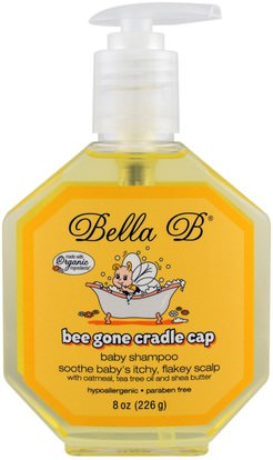 Bella B, Bee Gone Cradle Cap, Baby Shampoo, 8 oz (226 g) ,حمام، جمال، شامبو، أطفال شامبو، هلام الاستحمام، الاطفال غسل الجسم، استحمام الطفل هلام
