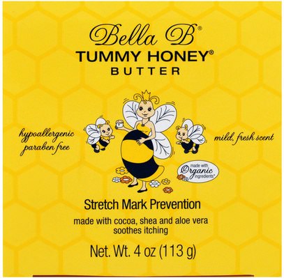 Bella B, Tummy Honey Butter, Stretch Mark Prevention, 4 oz (113 g) ,والصحة، والحمل، والجلد، وتمتد علامات ندبات