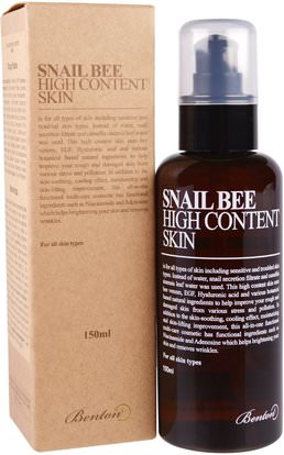 Benton, Snail Bee, High Content Skin, 150 ml ,الجمال، العناية بالوجه، الكريمات المستحضرات، الأمصال، أحبار الوجه