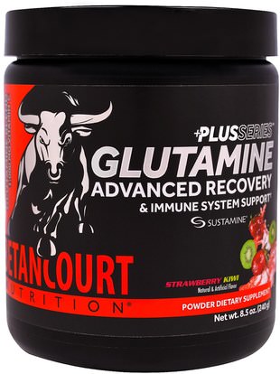Betancourt, Plus Series Glutamine Advanced Recovery & Immune System Support, Strawberry Kiwi, 8.5 oz (240 g) ,المكملات الغذائية، الأحماض الأمينية، l الجلوتامين، l الجلوتامين مسحوق، الرياضة، الرياضة