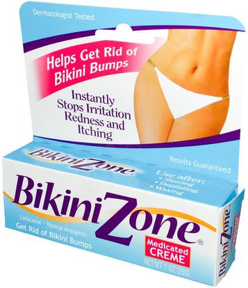 BikiniZone, Medicated Creme, Helps Get Rid of Bikini Bumps, 1 oz (28 g) ,حمام، الجمال، الحلاقة