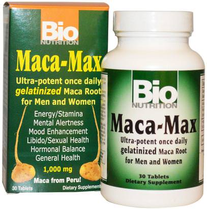 Bio Nutrition, Maca Max, 1,000 mg, 30 Tablets ,المكملات الغذائية، أدابتوغين، الرجال، ماكا