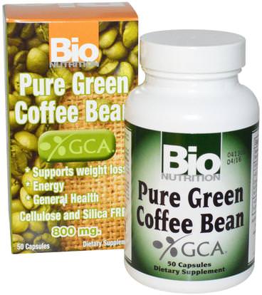 Bio Nutrition, Pure Green Coffee Bean, 800 mg, 50 Capsules ,والمكملات الغذائية، ومضادات الأكسدة، واستخراج حبوب البن الخضراء