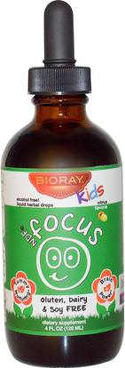 Bioray Inc., NDF Focus, Boost Attention & Remove Toxins, Kids, Citrus Flavor, 4 fl oz (120 ml) ,والصحة، واضطراب نقص الانتباه، إضافة، أدهد، الدماغ