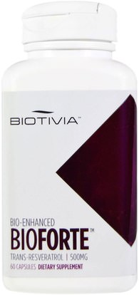 Biotivia, Bioforte, Trans-Resveratrol, 500 mg, 60 Capsules ,المكملات الغذائية، ريسفيراترول