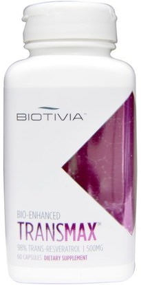 Biotivia, Transmax, 500 mg, 60 Capsules ,المكملات الغذائية، ريسفيراترول