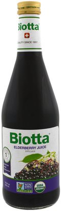 Biotta, Organic Elderberry Juice, 16.9 fl oz (500 ml) ,الغذاء، القهوة الشاي والمشروبات، عصير الفواكه، الصحة، إلدربيري (سامبوكس)