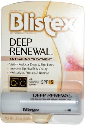 Blistex, Deep Renewal, Anti-Aging Treatment, Lip Protectant/Sunscreen, SPF 15.13 oz (3.69 g) ,حمام، الجمال، العناية الشفاه، بليستكس الشفاه محددة، الشفاه الشمس