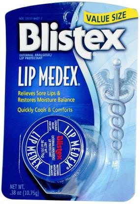 Blistex, Lip Medex, External Analgesic Lip Protectant.38 oz (10.75 g) ,حمام، الجمال، العناية الشفاه، بليستكس الشفاه محددة