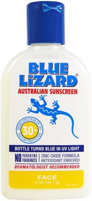 Blue Lizard Australian Sunscreen, Face SPF 30+, Fragrance Free, 5 oz (141.7 g) ,حمام، الجمال، واقية من الشمس، سف 30-45