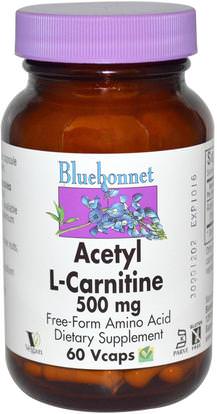 Bluebonnet Nutrition, Acetyl L-Carnitine, 500 mg, 60 Vcaps ,المكملات الغذائية، والأحماض الأمينية، ل كارنيتين، أسيتيل ل كارنيتين