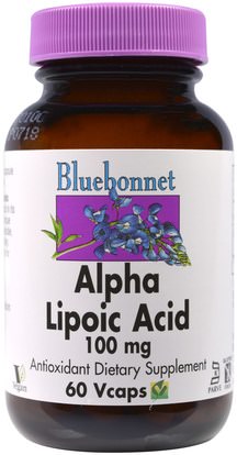 Bluebonnet Nutrition, Alpha Lipoic Acid, 100 mg, 60 Vcaps ,المكملات الغذائية، مضادات الأكسدة، حمض الليبويك ألفا
