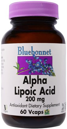 Bluebonnet Nutrition, Alpha Lipoic Acid, 200 mg, 60 Vcaps ,والمكملات الغذائية، ومضادات الأكسدة، ألفا حمض ليبويك، ألفا حمض ليبويك 200 ملغ