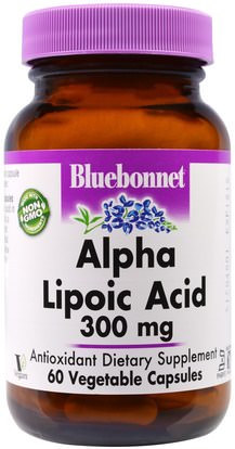 Bluebonnet Nutrition, Alpha Lipoic Acid, 300 mg, 60 Veggie Caps ,والمكملات الغذائية، ومضادات الأكسدة، ألفا حمض ليبويك، ألفا حمض ليبويك 300 ملغ